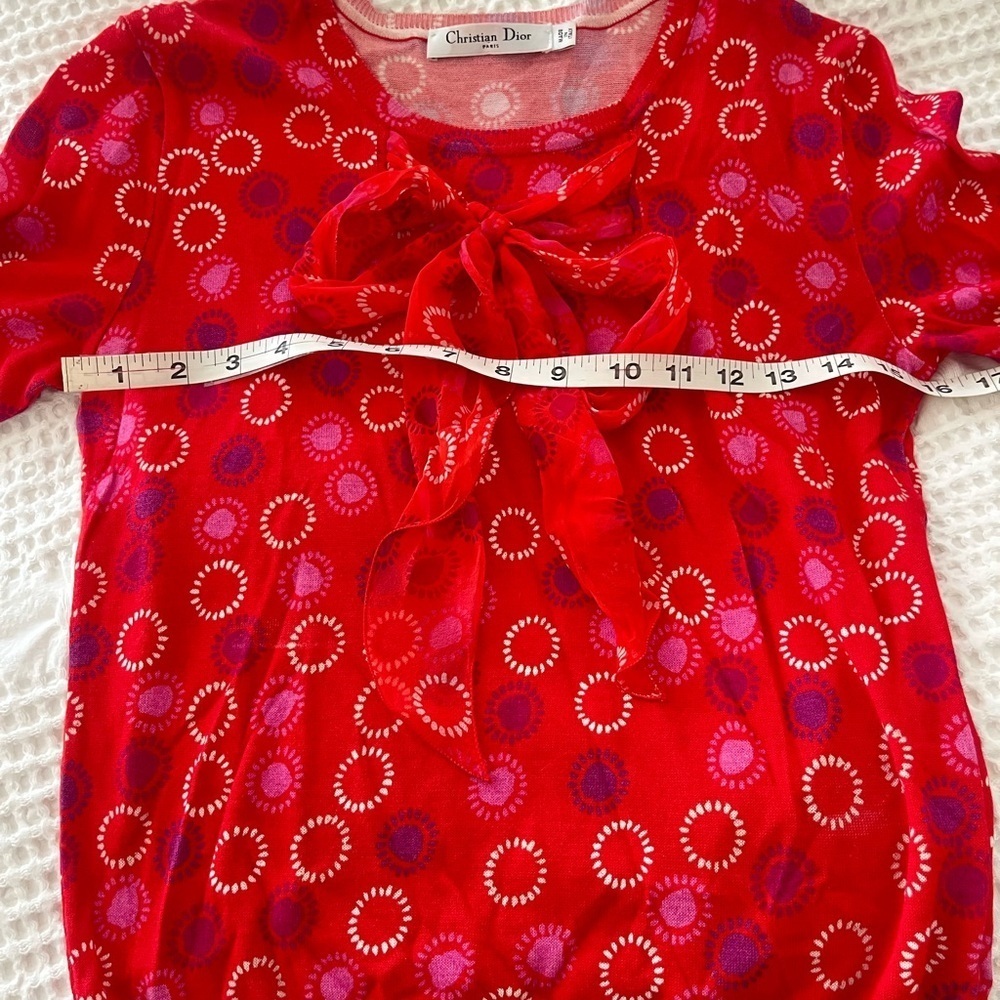 Christian Dior Printed Bow 3/4 Sleeve Knit Sweater - Picture 7 of 9